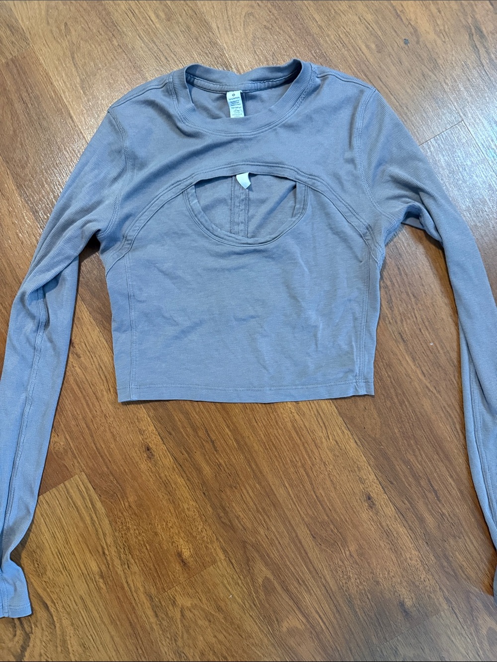 Women's Long Sleeve Cutout Crop Top - Gray